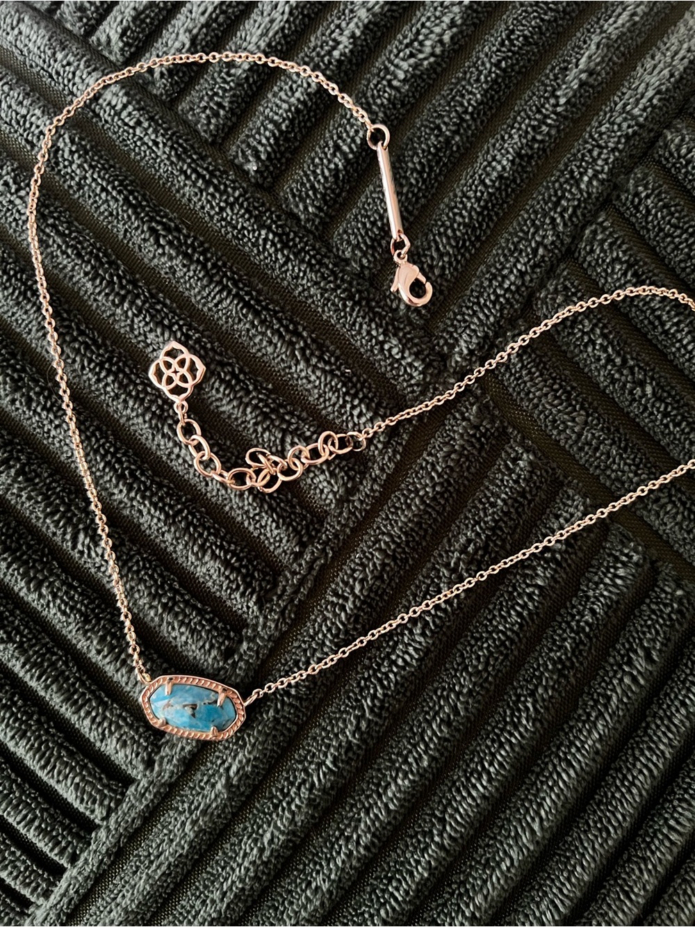 Gold Kendra Scott Elisa Necklace with Blue Turquoise Stone
